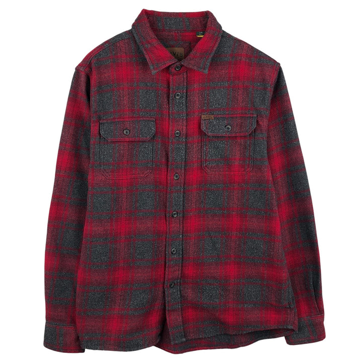 ORVIS Ombre Check Long Sleeve Heavy Flannel Check Shirt, Men's Size L cotton red type Vintage Second Hand