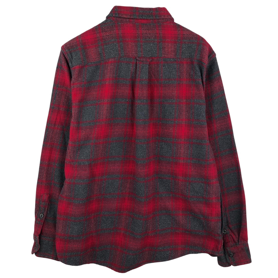 ORVIS Ombre Check Long Sleeve Heavy Flannel Check Shirt, Men's Size L cotton red type Vintage Second Hand