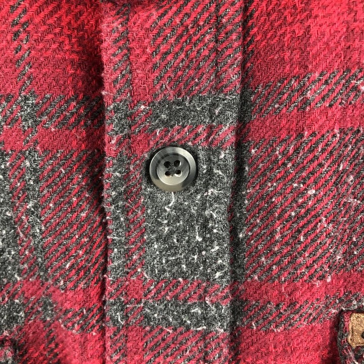 ORVIS Ombre Check Long Sleeve Heavy Flannel Check Shirt, Men's Size L cotton red type Vintage Second Hand