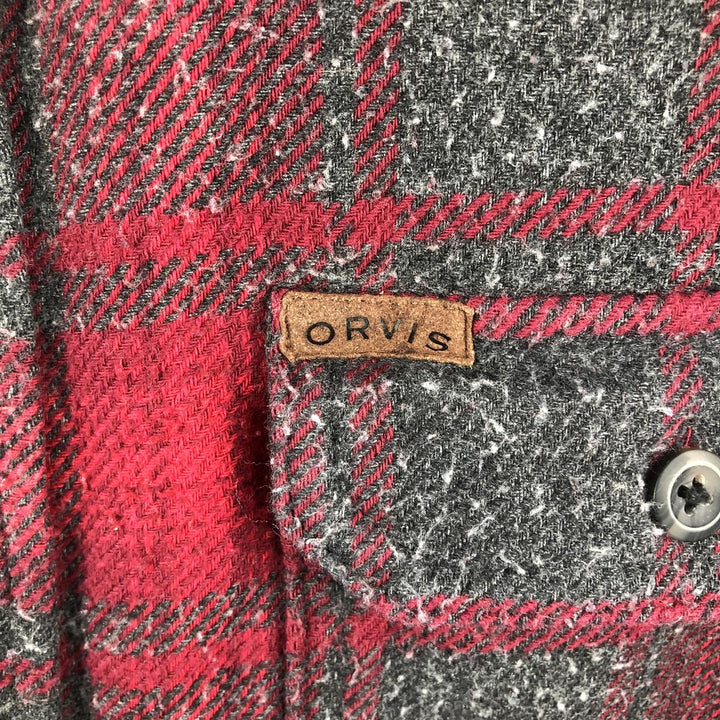 ORVIS Ombre Check Long Sleeve Heavy Flannel Check Shirt, Men's Size L cotton red type Vintage Second Hand