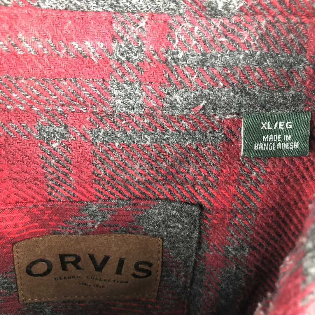 ORVIS Long Sleeve Heavy Flannel Check Shirt, Men's XL cotton red type Vintage Second Hand