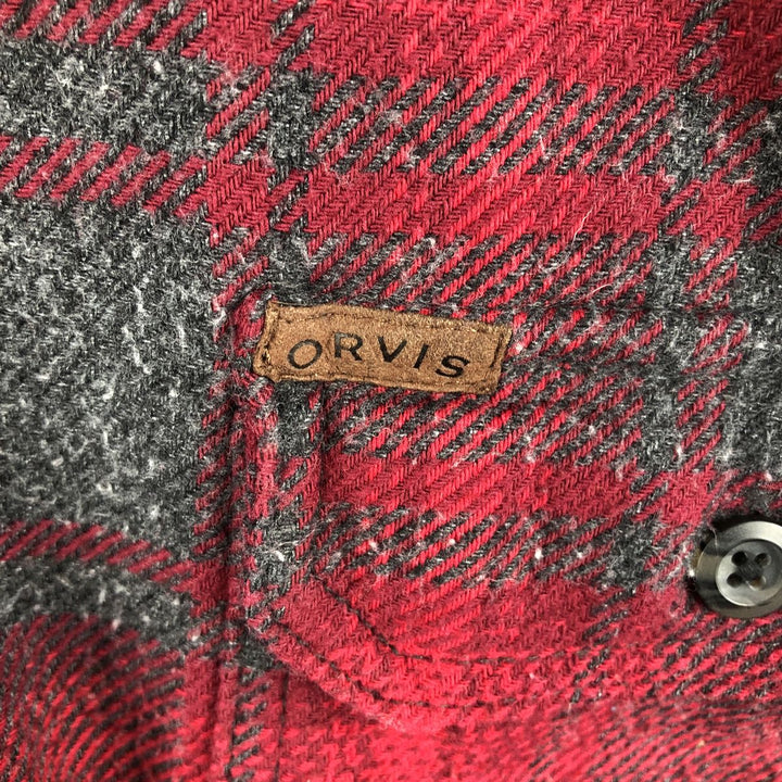 ORVIS Long Sleeve Heavy Flannel Check Shirt, Men's XL cotton red type Vintage Second Hand