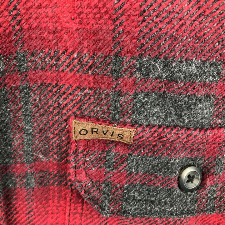 ORVIS Long Sleeve Heavy Flannel Check Shirt, Men's XL cotton red type Vintage Second Hand