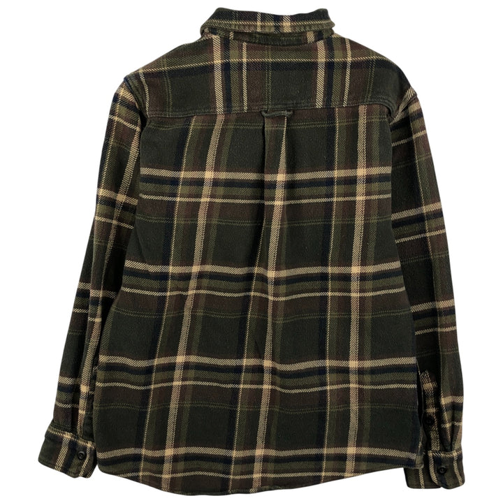 Orvis Long Sleeve Heavy Flannel Check Shirt, Men's Size Small cotton Khaki type sage green Vintage Second Hand