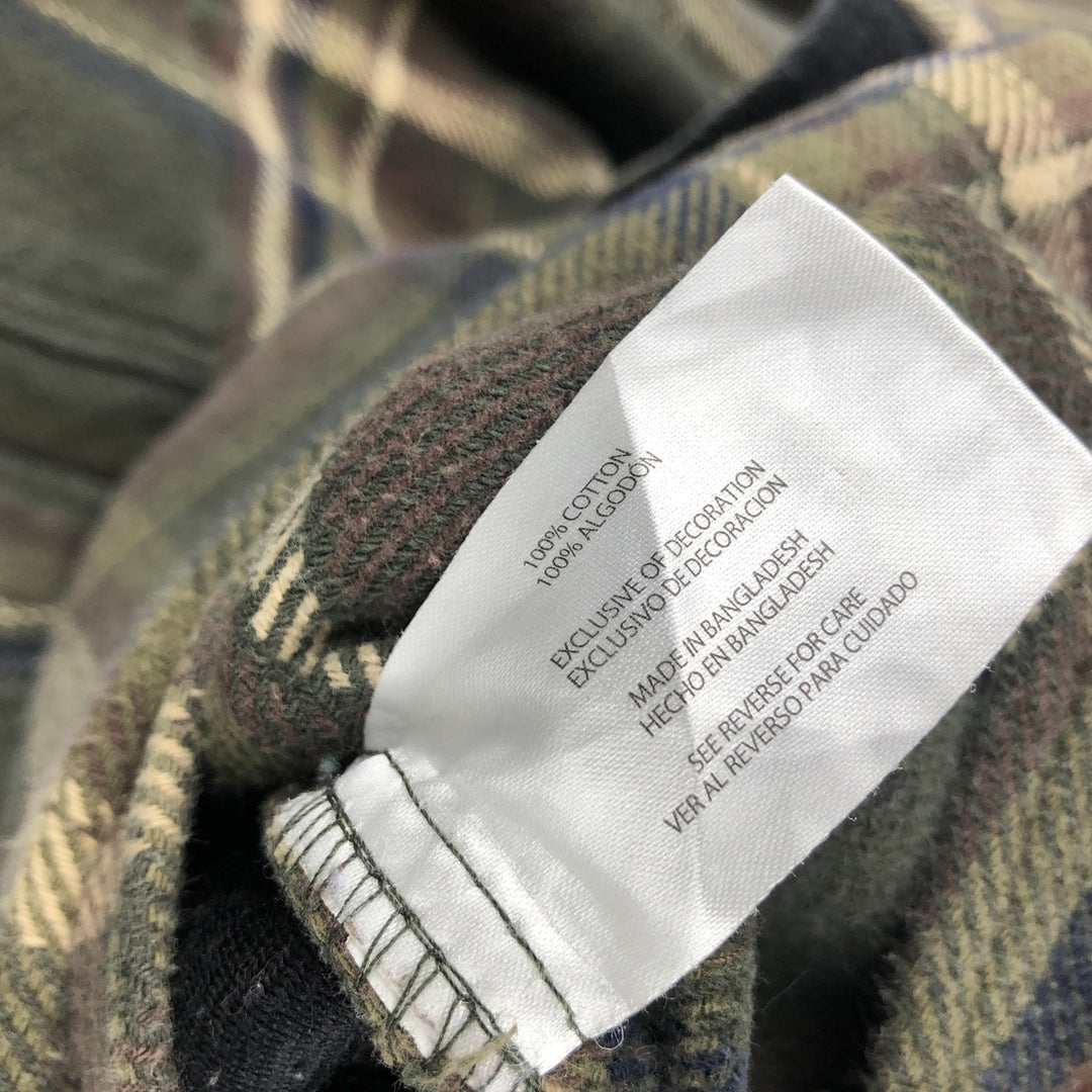 Orvis Long Sleeve Heavy Flannel Check Shirt, Men's Size Small cotton Khaki type sage green Vintage Second Hand