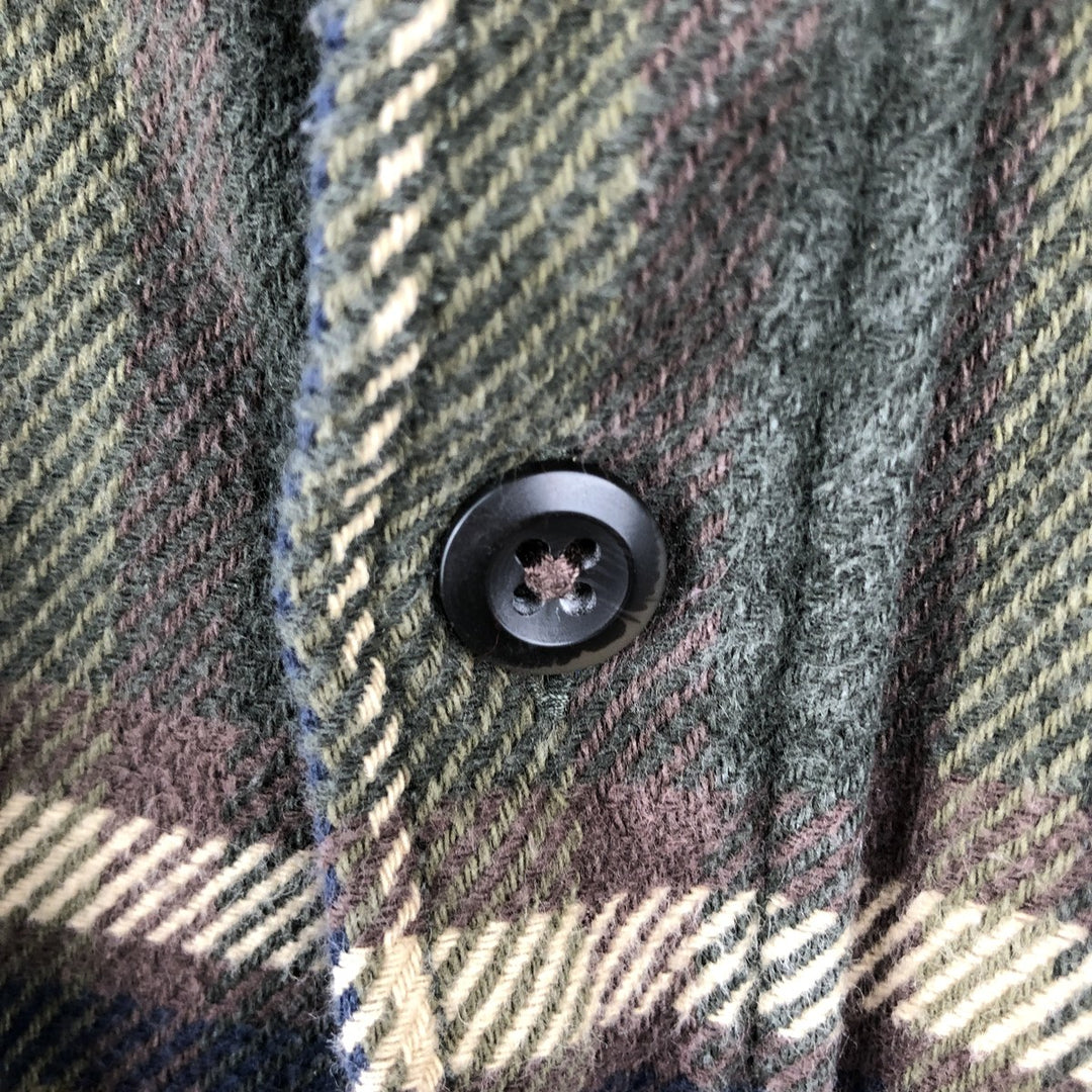 Orvis Long Sleeve Heavy Flannel Check Shirt, Men's Size Small cotton Khaki type sage green Vintage Second Hand