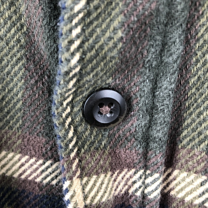 Orvis Long Sleeve Heavy Flannel Check Shirt, Men's Size Small cotton Khaki type sage green Vintage Second Hand