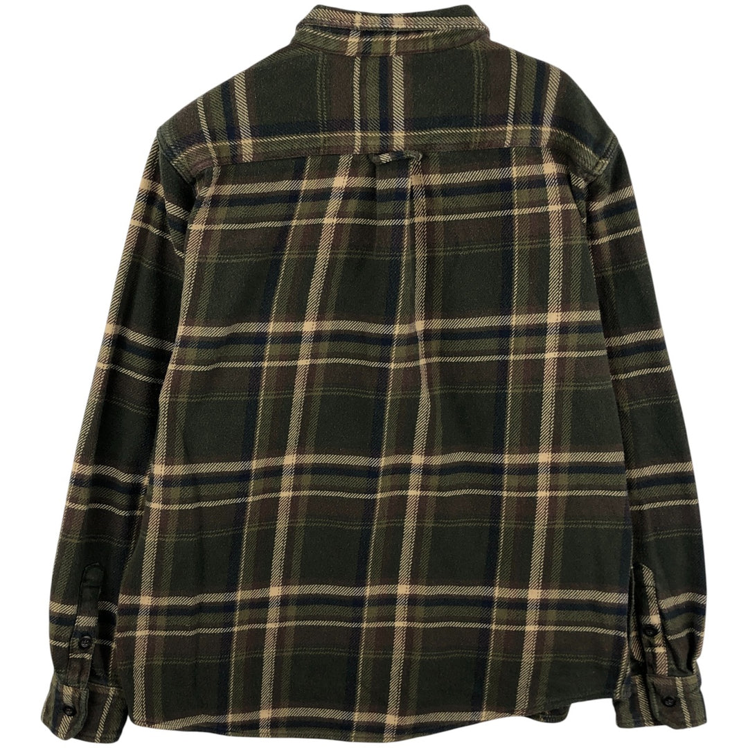 ORVIS Long Sleeve Heavy Flannel Check Shirt, Men's XL cotton Khaki type sage green Vintage Second Hand