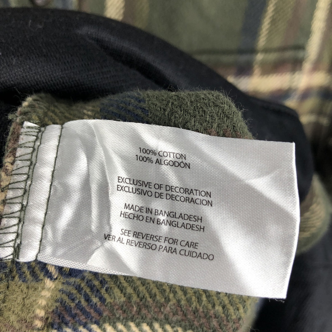 ORVIS Long Sleeve Heavy Flannel Check Shirt, Men's XL cotton Khaki type sage green Vintage Second Hand