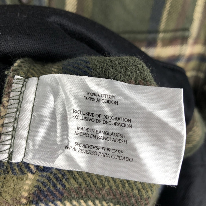 ORVIS Long Sleeve Heavy Flannel Check Shirt, Men's XL cotton Khaki type sage green Vintage Second Hand