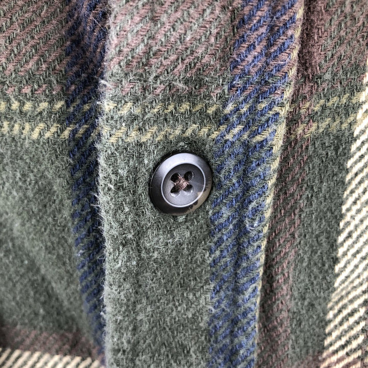 ORVIS Long Sleeve Heavy Flannel Check Shirt, Men's XL cotton Khaki type sage green Vintage Second Hand
