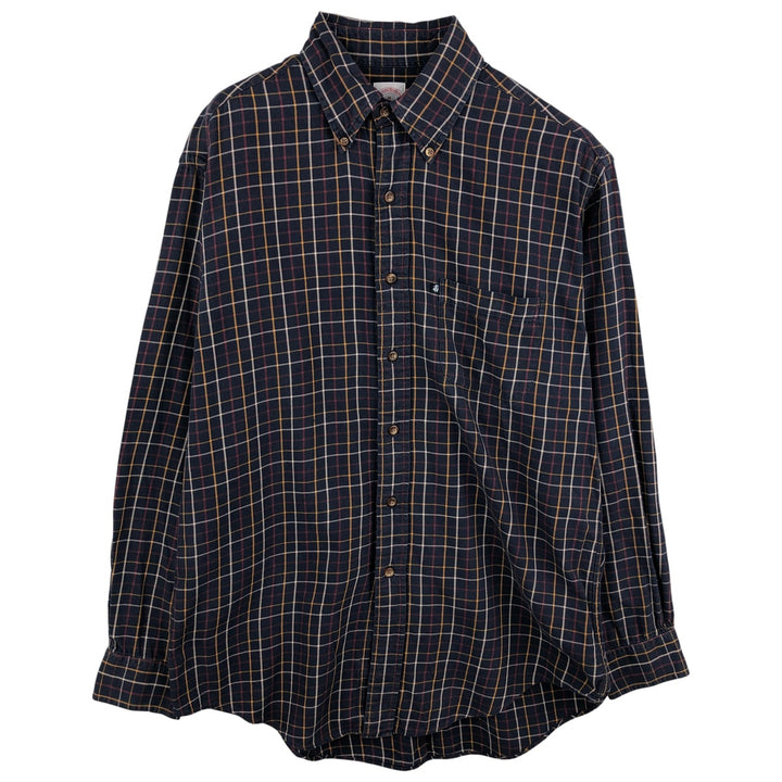 Brooks Brothers 346 Long Sleeve Button-Down Light Flannel Check Shirt, Men's Size Medium cotton navy blue type Vintage Second Hand