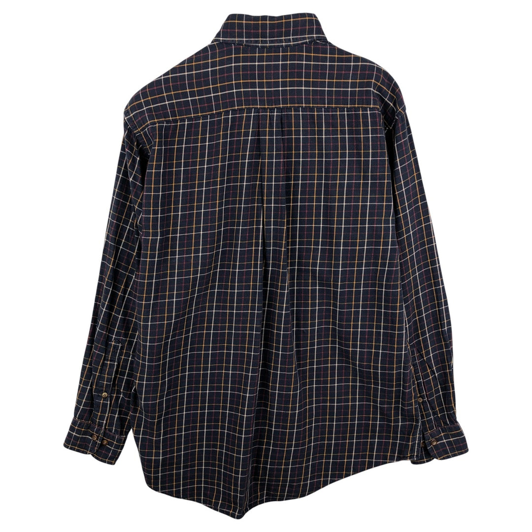 Brooks Brothers 346 Long Sleeve Button-Down Light Flannel Check Shirt, Men's Size Medium cotton navy blue type Vintage Second Hand
