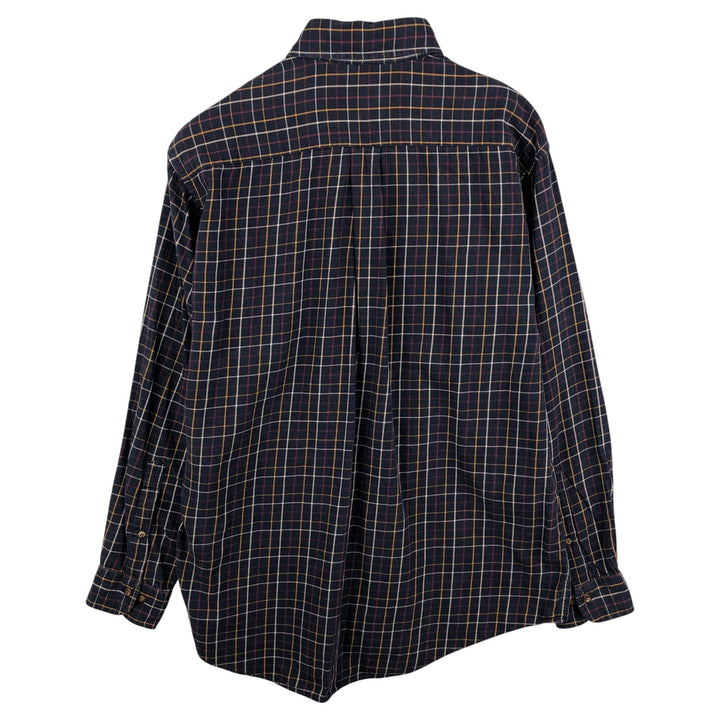 Brooks Brothers 346 Long Sleeve Button-Down Light Flannel Check Shirt, Men's Size Medium cotton navy blue type Vintage Second Hand