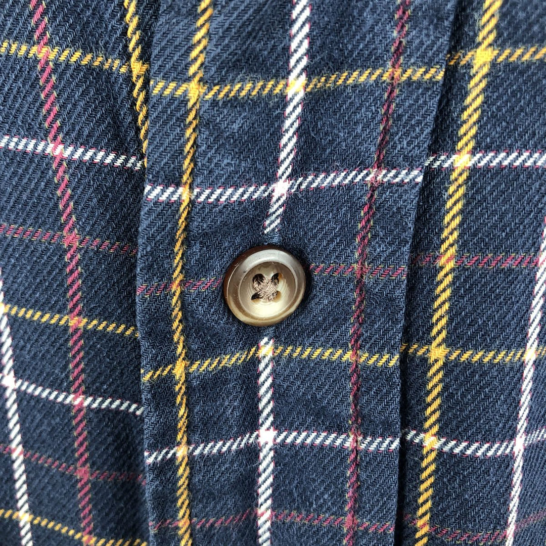 Brooks Brothers 346 Long Sleeve Button-Down Light Flannel Check Shirt, Men's Size Medium cotton navy blue type Vintage Second Hand