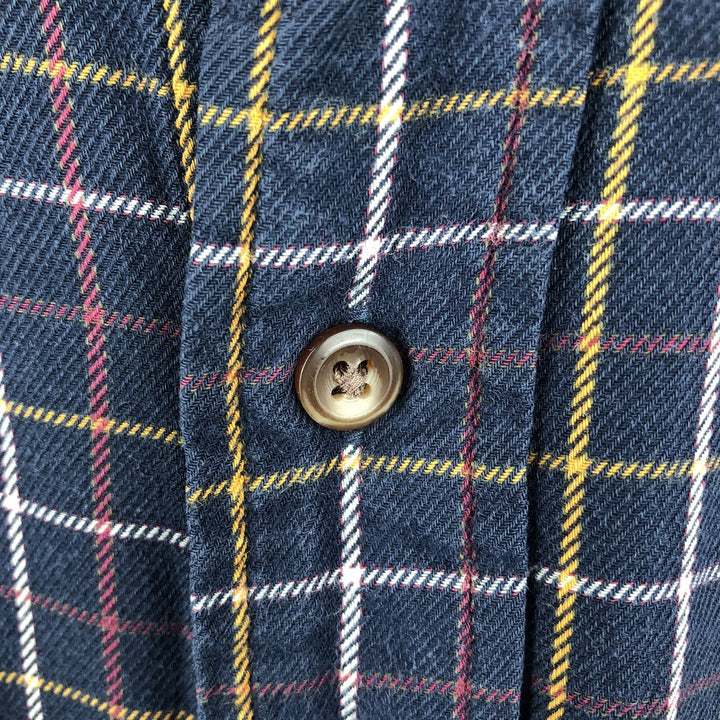 Brooks Brothers 346 Long Sleeve Button-Down Light Flannel Check Shirt, Men's Size Medium cotton navy blue type Vintage Second Hand