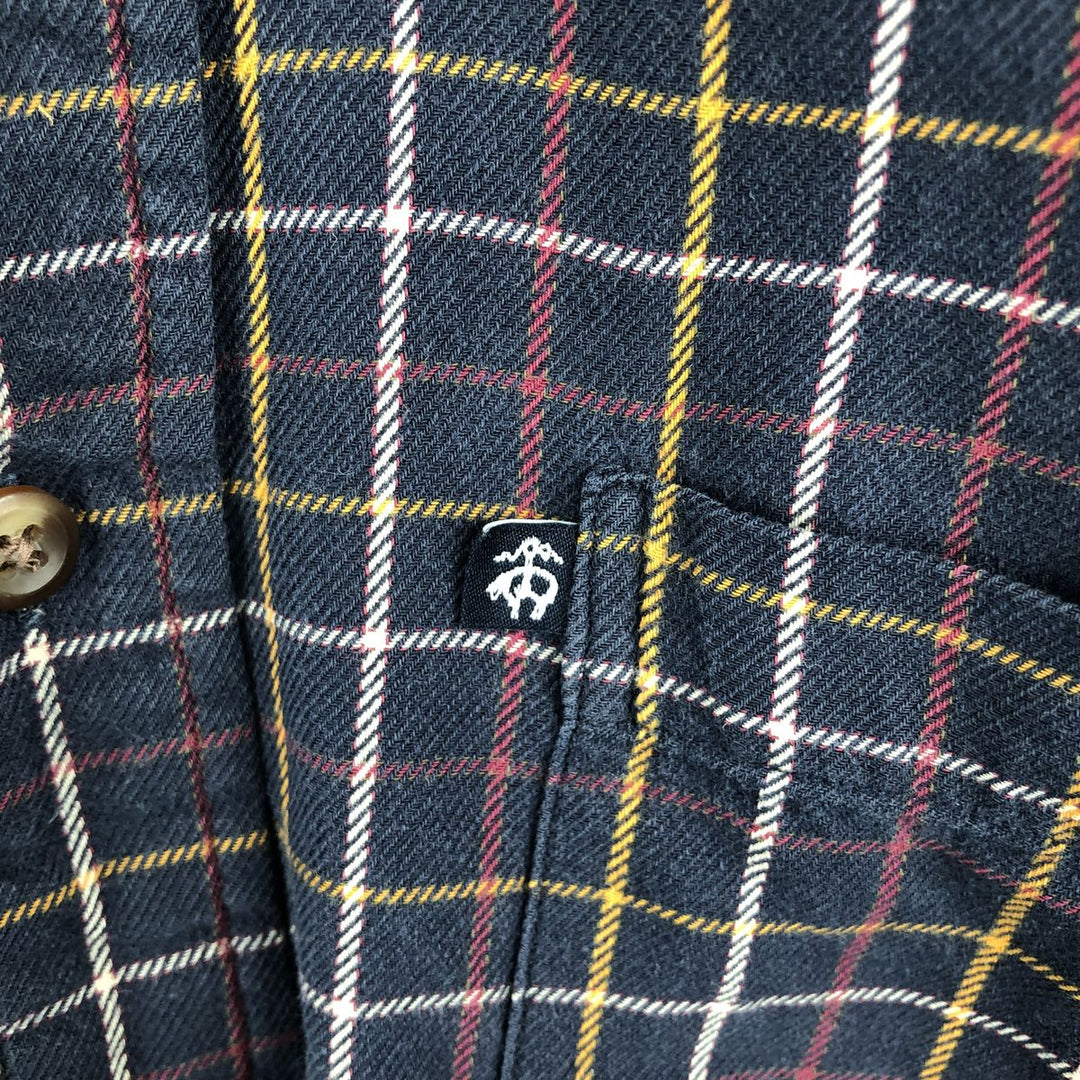 Brooks Brothers 346 Long Sleeve Button-Down Light Flannel Check Shirt, Men's Size Medium cotton navy blue type Vintage Second Hand