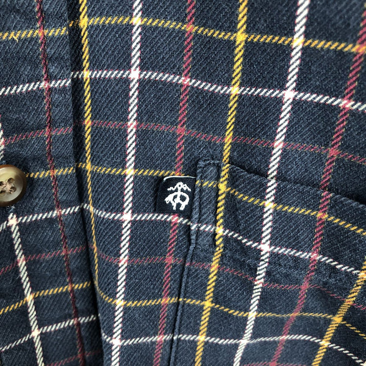 Brooks Brothers 346 Long Sleeve Button-Down Light Flannel Check Shirt, Men's Size Medium cotton navy blue type Vintage Second Hand