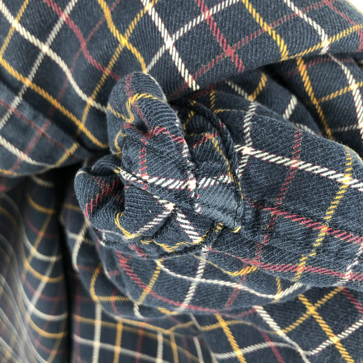 Brooks Brothers 346 Long Sleeve Button-Down Light Flannel Check Shirt, Men's Size Medium cotton navy blue type Vintage Second Hand