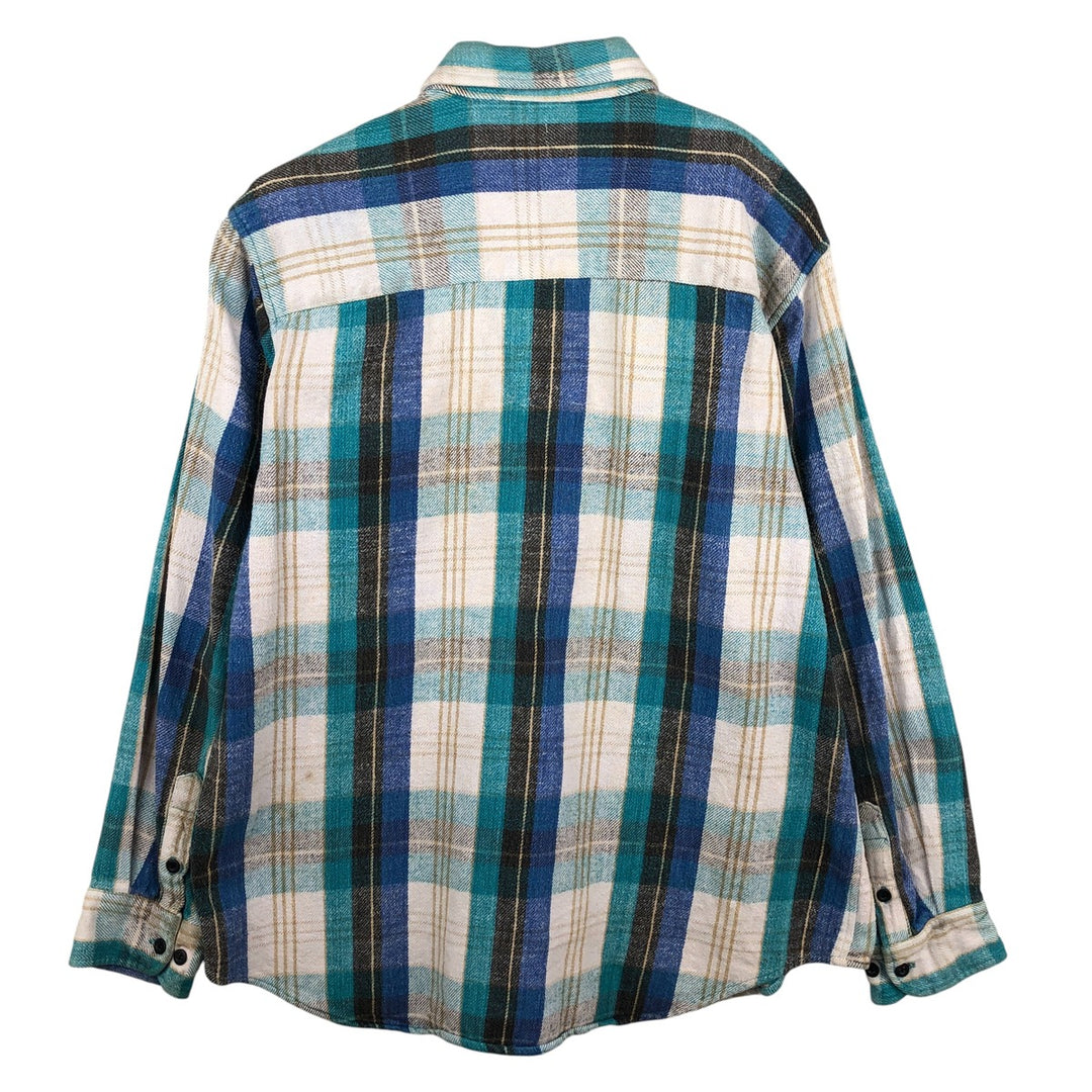 BOG Trading Co. Long Sleeve Heavy Flannel Check Shirt, Men's Size XL unclear Emerald green Vintage Second Hand