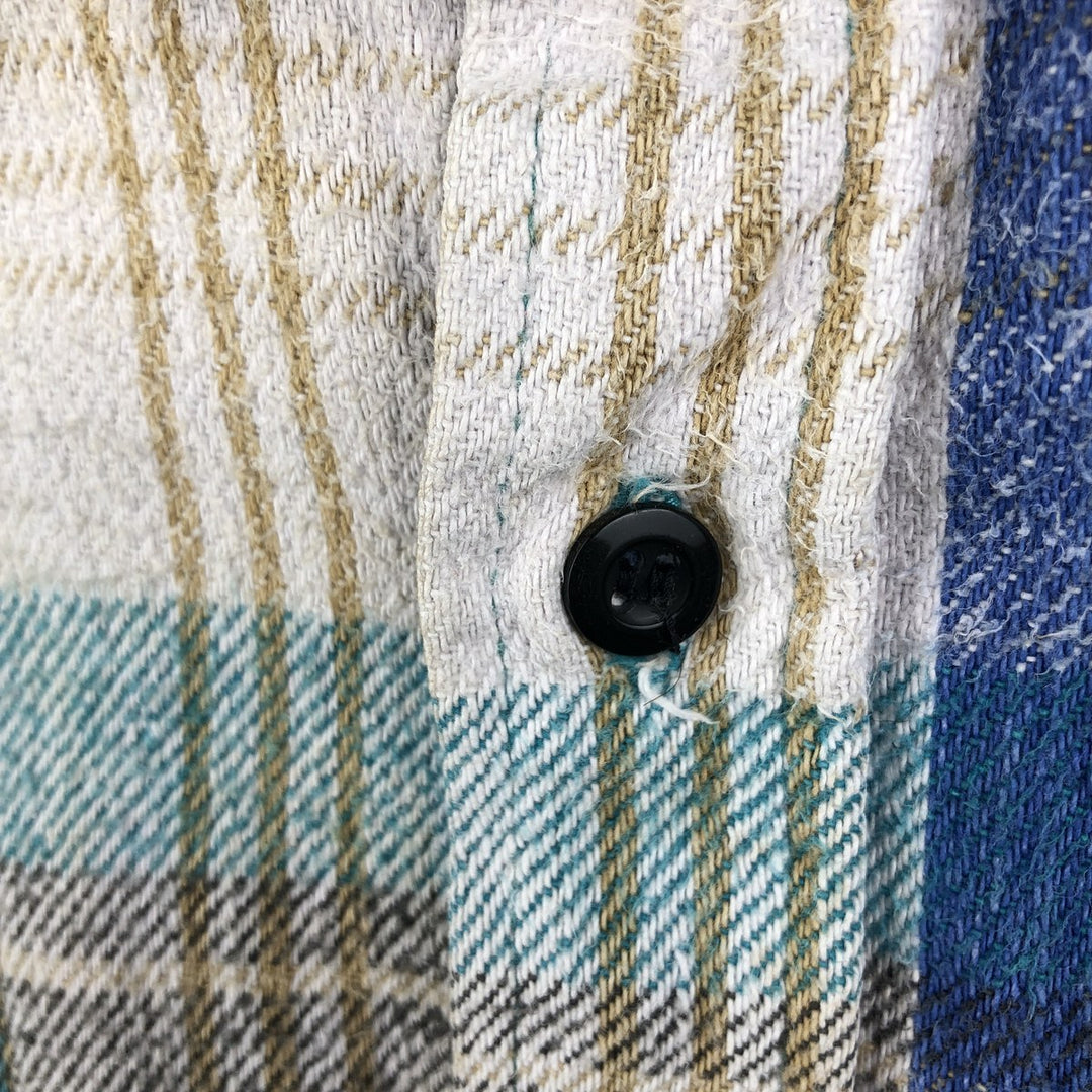 BOG Trading Co. Long Sleeve Heavy Flannel Check Shirt, Men's Size XL unclear Emerald green Vintage Second Hand