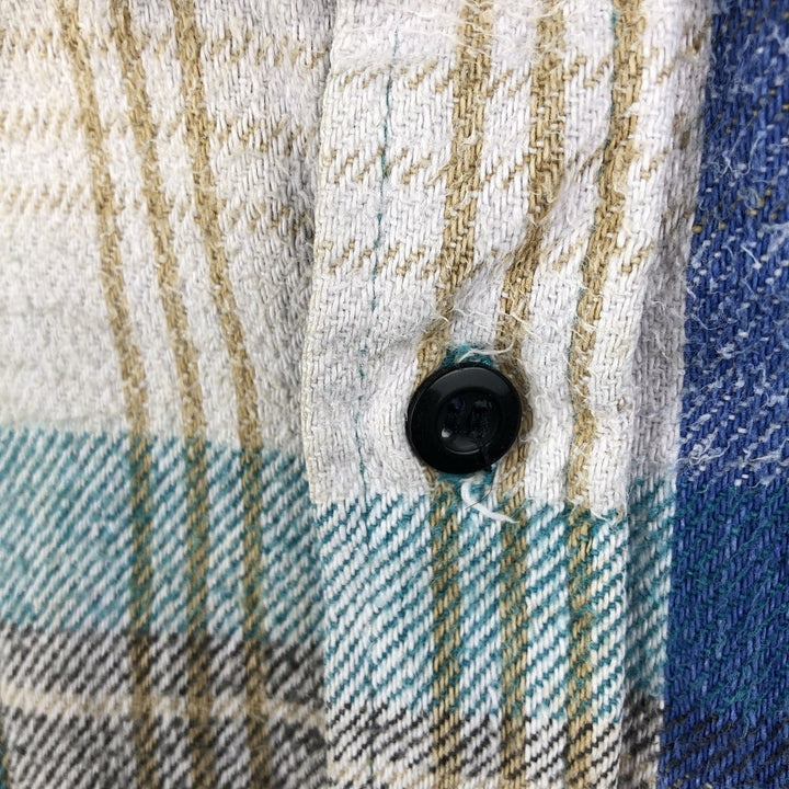 BOG Trading Co. Long Sleeve Heavy Flannel Check Shirt, Men's Size XL unclear Emerald green Vintage Second Hand