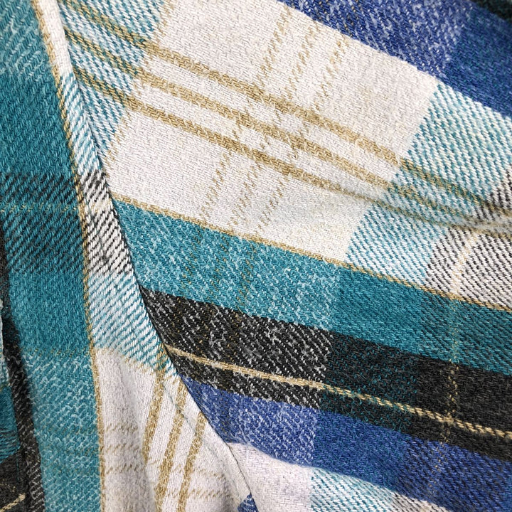 BOG Trading Co. Long Sleeve Heavy Flannel Check Shirt, Men's Size XL unclear Emerald green Vintage Second Hand