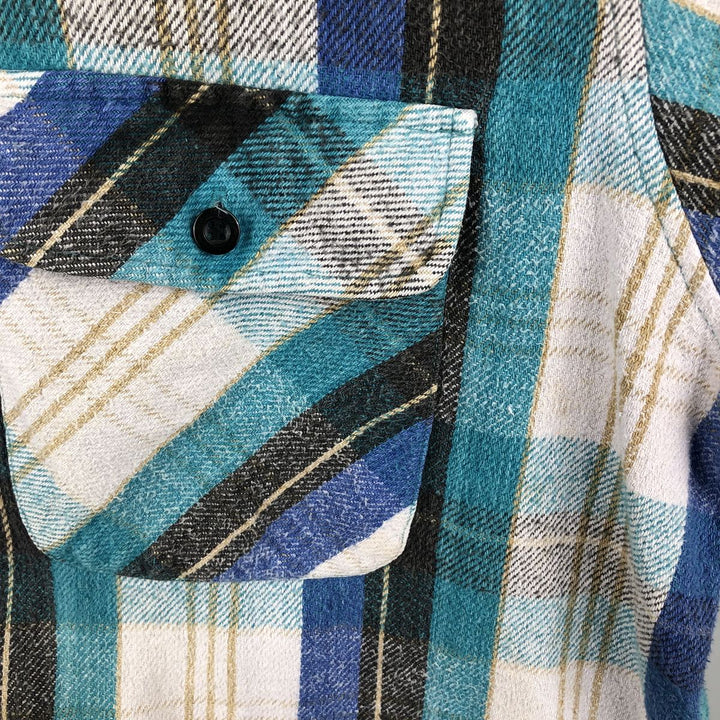 BOG Trading Co. Long Sleeve Heavy Flannel Check Shirt, Men's Size XL unclear Emerald green Vintage Second Hand
