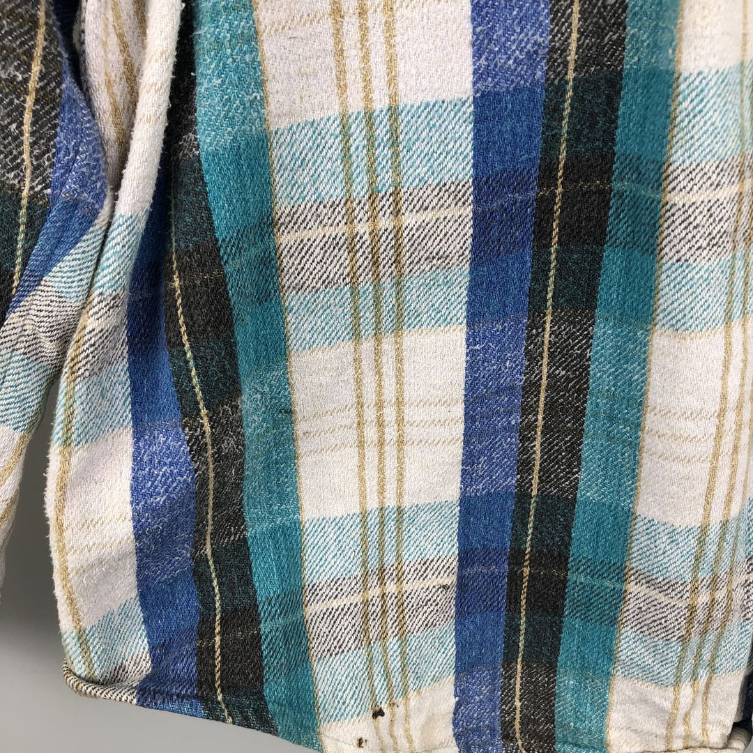 BOG Trading Co. Long Sleeve Heavy Flannel Check Shirt, Men's Size XL unclear Emerald green Vintage Second Hand