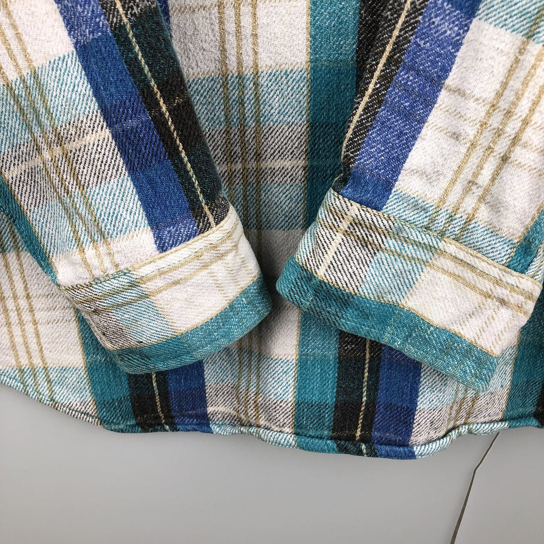 BOG Trading Co. Long Sleeve Heavy Flannel Check Shirt, Men's Size XL unclear Emerald green Vintage Second Hand