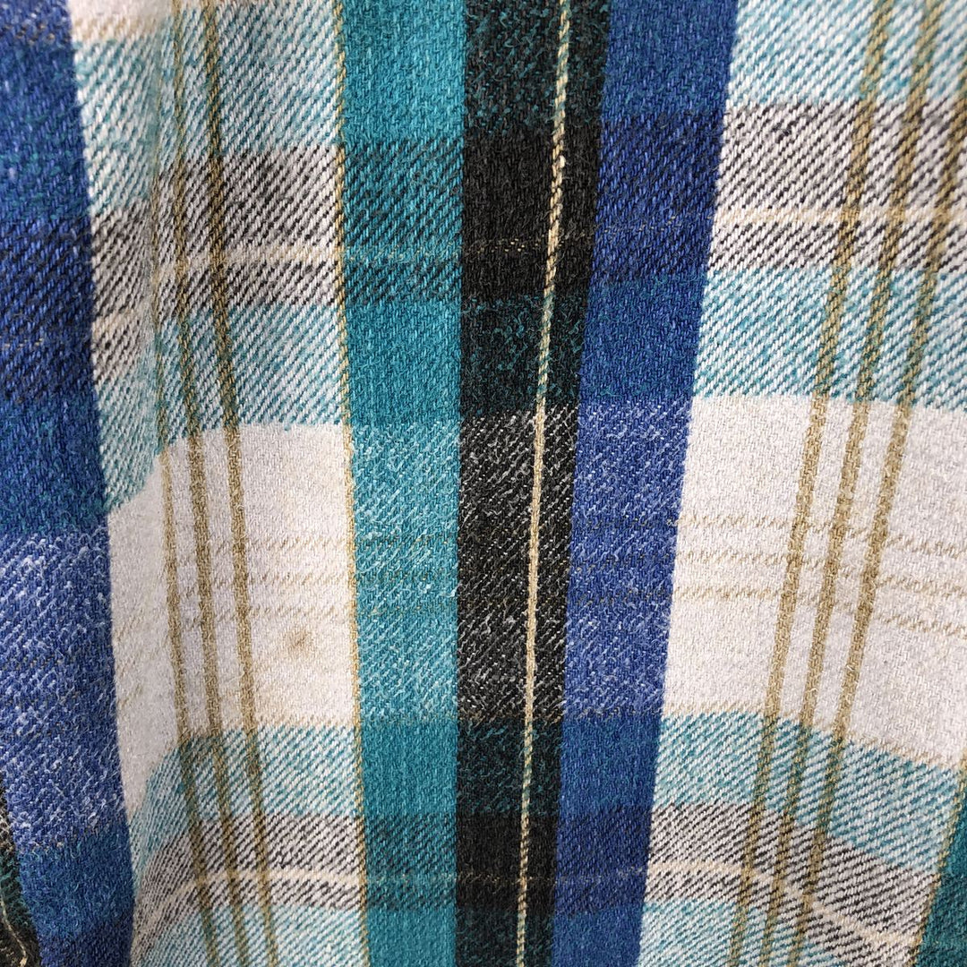 BOG Trading Co. Long Sleeve Heavy Flannel Check Shirt, Men's Size XL unclear Emerald green Vintage Second Hand