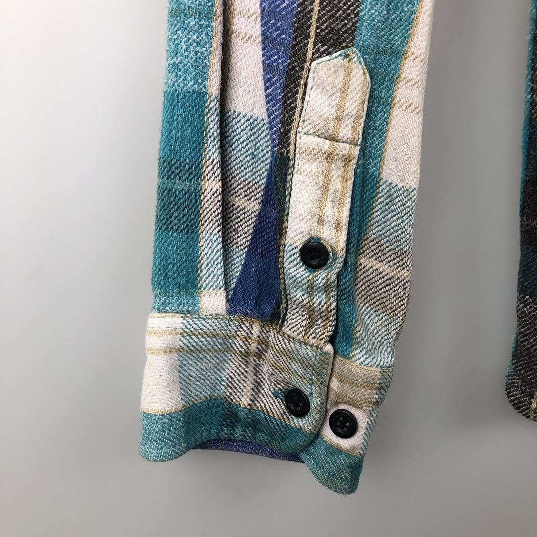 BOG Trading Co. Long Sleeve Heavy Flannel Check Shirt, Men's Size XL unclear Emerald green Vintage Second Hand