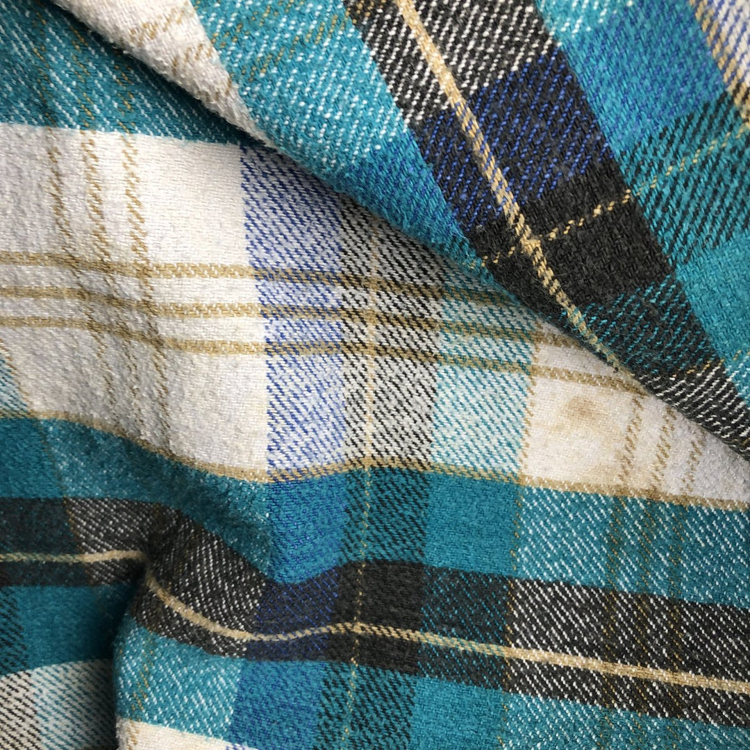 BOG Trading Co. Long Sleeve Heavy Flannel Check Shirt, Men's Size XL unclear Emerald green Vintage Second Hand