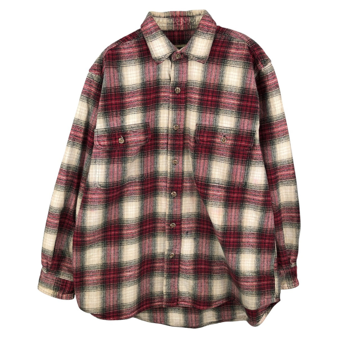 Field and Stream FIELD AND STREAM Ombre Check Long Sleeve Heavy Flannel Check Shirt Men's Size L unclear red type Vintage Second Hand