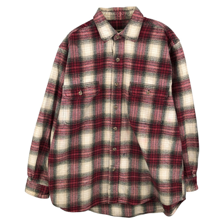 Field and Stream FIELD AND STREAM Ombre Check Long Sleeve Heavy Flannel Check Shirt Men's Size L unclear red type Vintage Second Hand