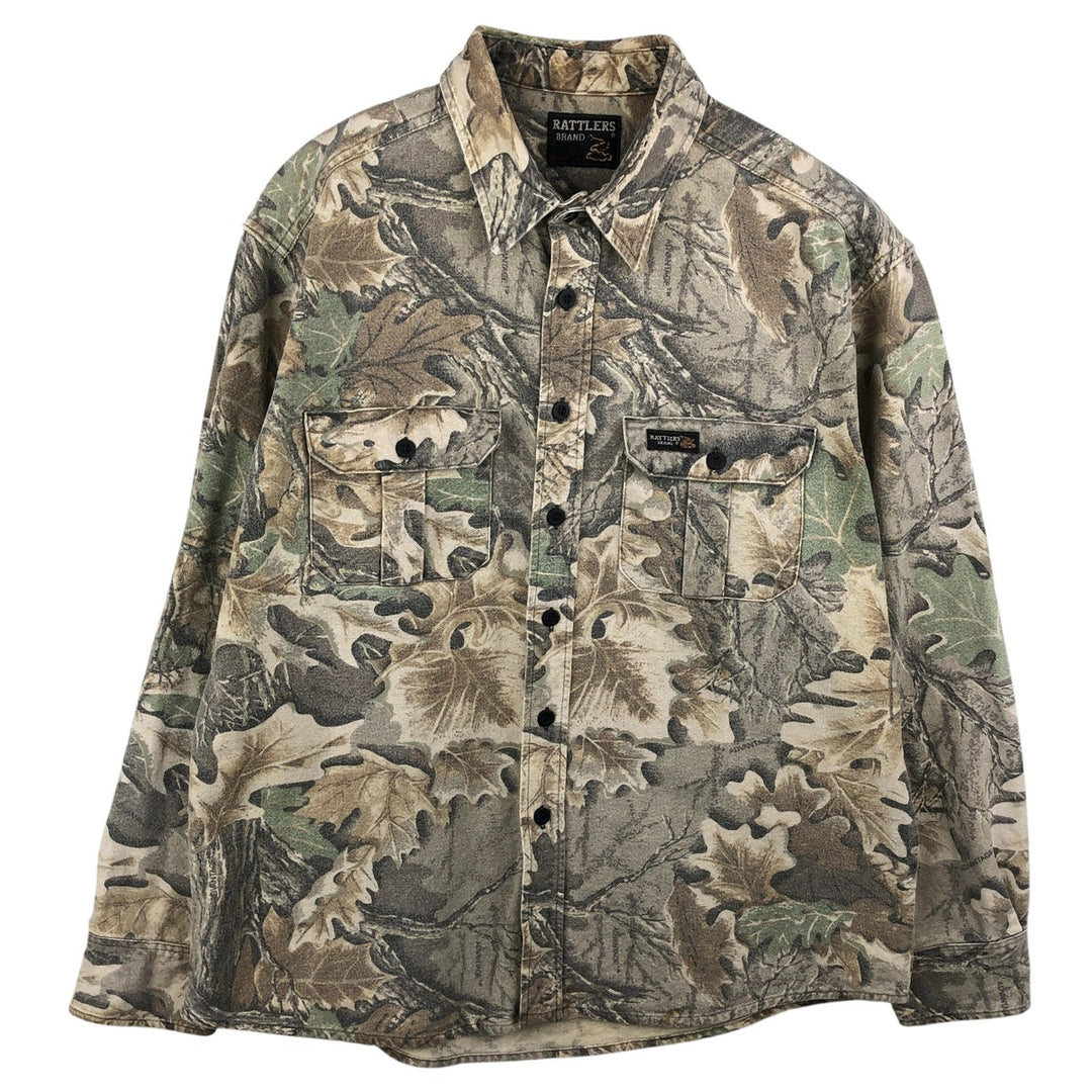 Vintage 90'S Rattlers Brand Camouflage Pattern Realtree Camo Long Sleeve Heavy Flannel Shirt, Men's Size XL unclear Beige type Vintage Second Hand