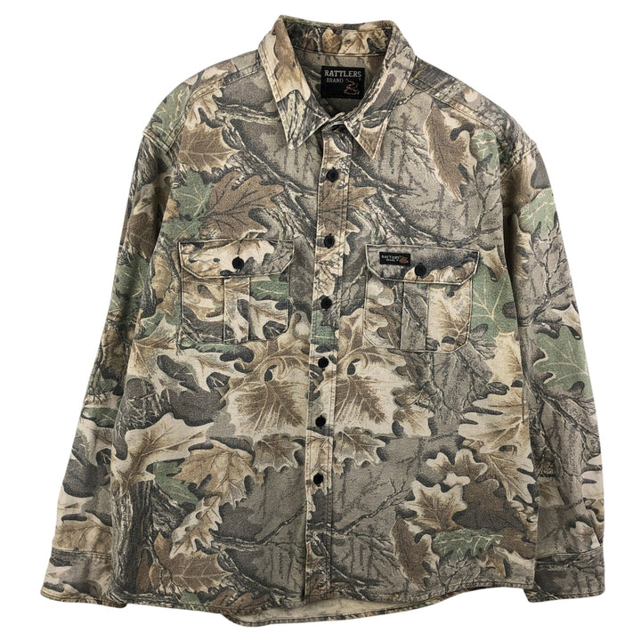 Vintage 90'S Rattlers Brand Camouflage Pattern Realtree Camo Long Sleeve Heavy Flannel Shirt, Men's Size XL unclear Beige type Vintage Second Hand