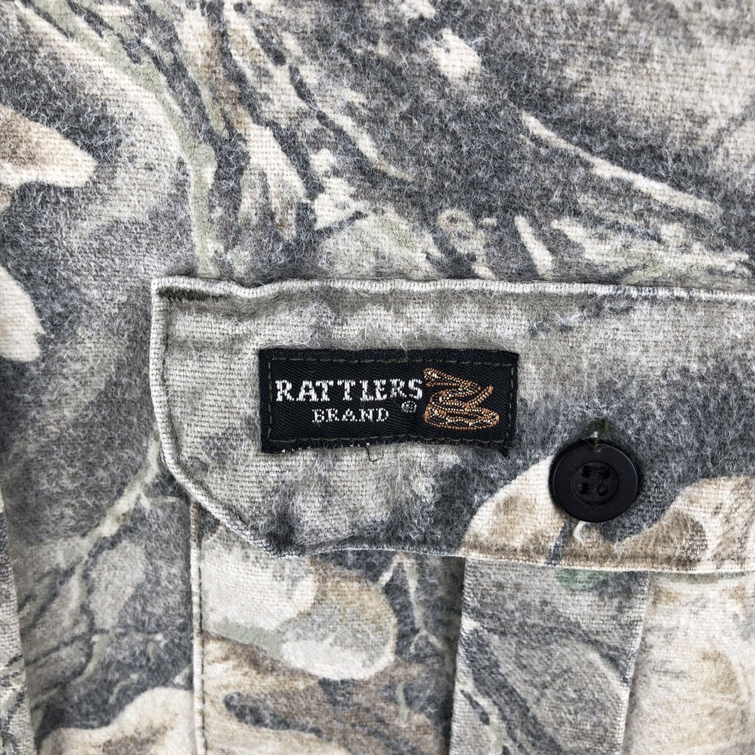 Vintage 90'S Rattlers Brand Camouflage Pattern Realtree Camo Long Sleeve Heavy Flannel Shirt, Men's Size XL unclear Beige type Vintage Second Hand