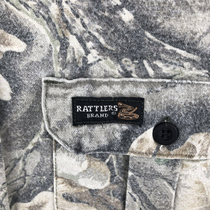 Vintage 90'S Rattlers Brand Camouflage Pattern Realtree Camo Long Sleeve Heavy Flannel Shirt, Men's Size XL unclear Beige type Vintage Second Hand