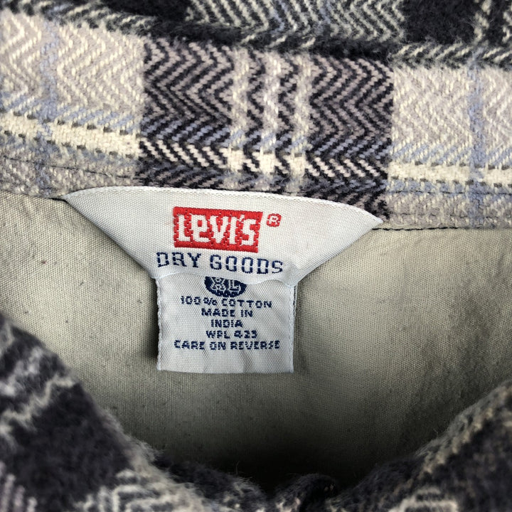 Levi's DRY GOODS Long Sleeve Heavy Flannel Check Shirt, Men's Size XL cotton Charcoal Vintage Second Hand