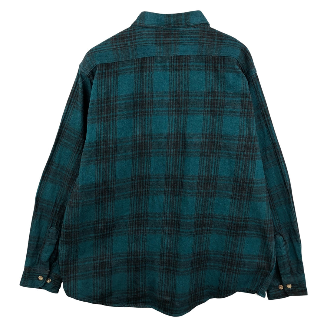 90'S Dakota Long Sleeve Heavy Flannel Check Shirt, Men's Size XL cotton green type Vintage Second Hand