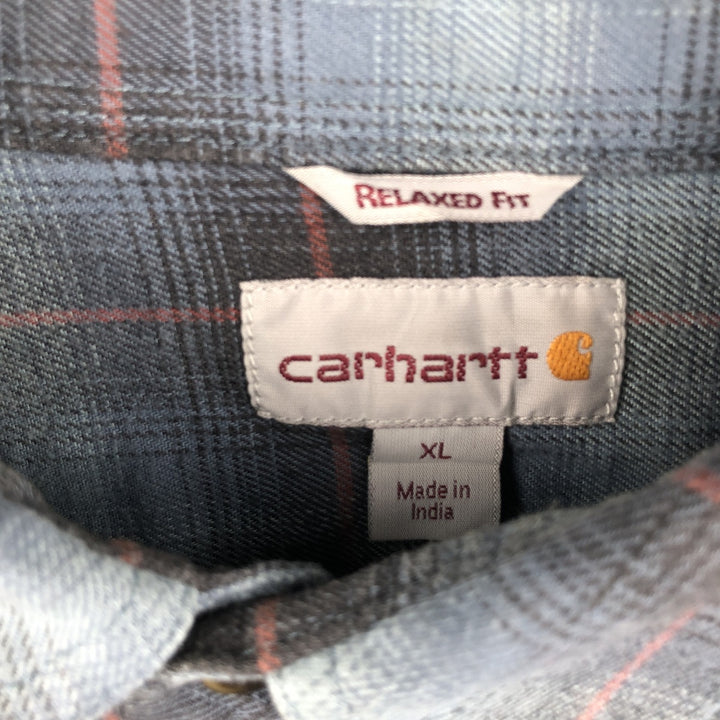 Carhartt Relaxed Fit Ombre Check Long Sleeve Flannel Check Shirt, Men's XL cotton blue type Vintage Second Hand