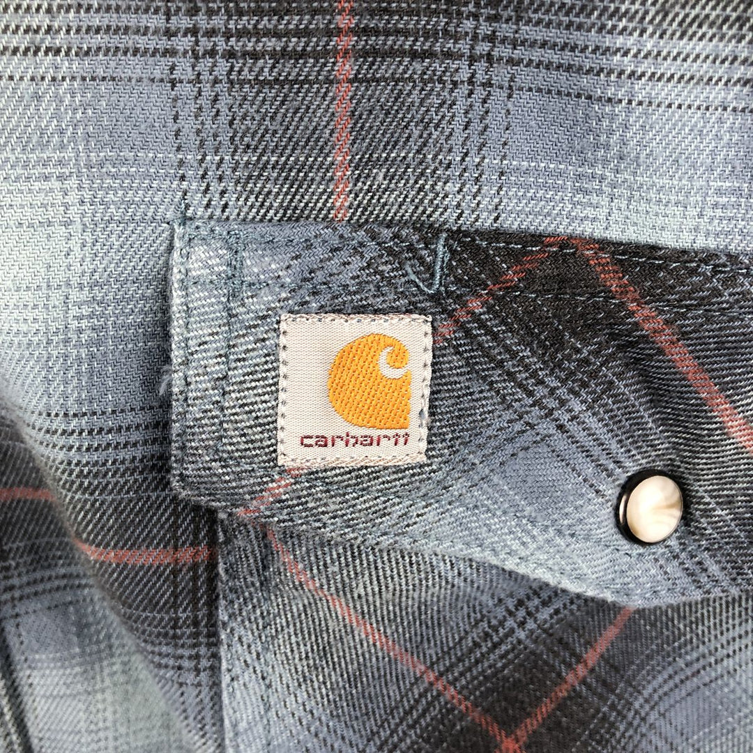 Carhartt Relaxed Fit Ombre Check Long Sleeve Flannel Check Shirt, Men's XL cotton blue type Vintage Second Hand