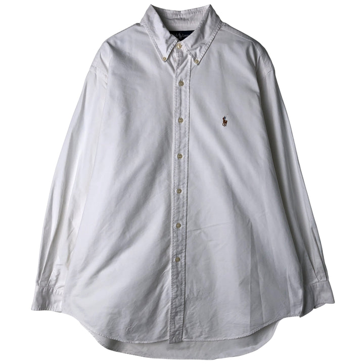 Ralph Lauren YARMOUTH long sleeve button down shirt, men's size L cotton white type Vintage Second Hand