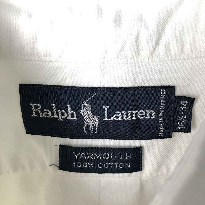 Ralph Lauren YARMOUTH long sleeve button down shirt, men's size L cotton white type Vintage Second Hand