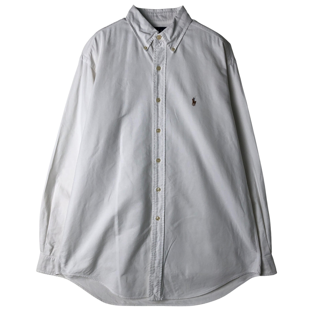 Ralph Lauren YARMOUTH long sleeve button down shirt, men's size L cotton white type Vintage Second Hand