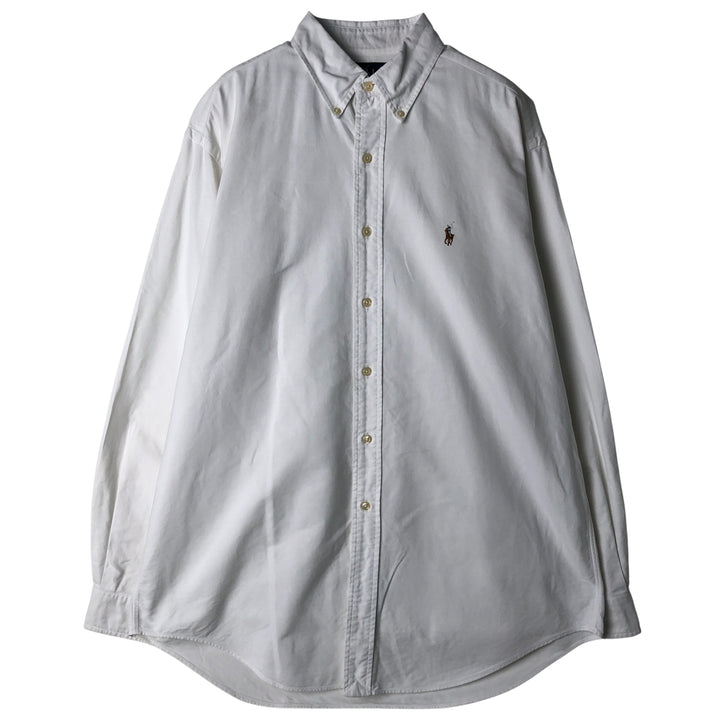 Ralph Lauren YARMOUTH long sleeve button down shirt, men's size L cotton white type Vintage Second Hand