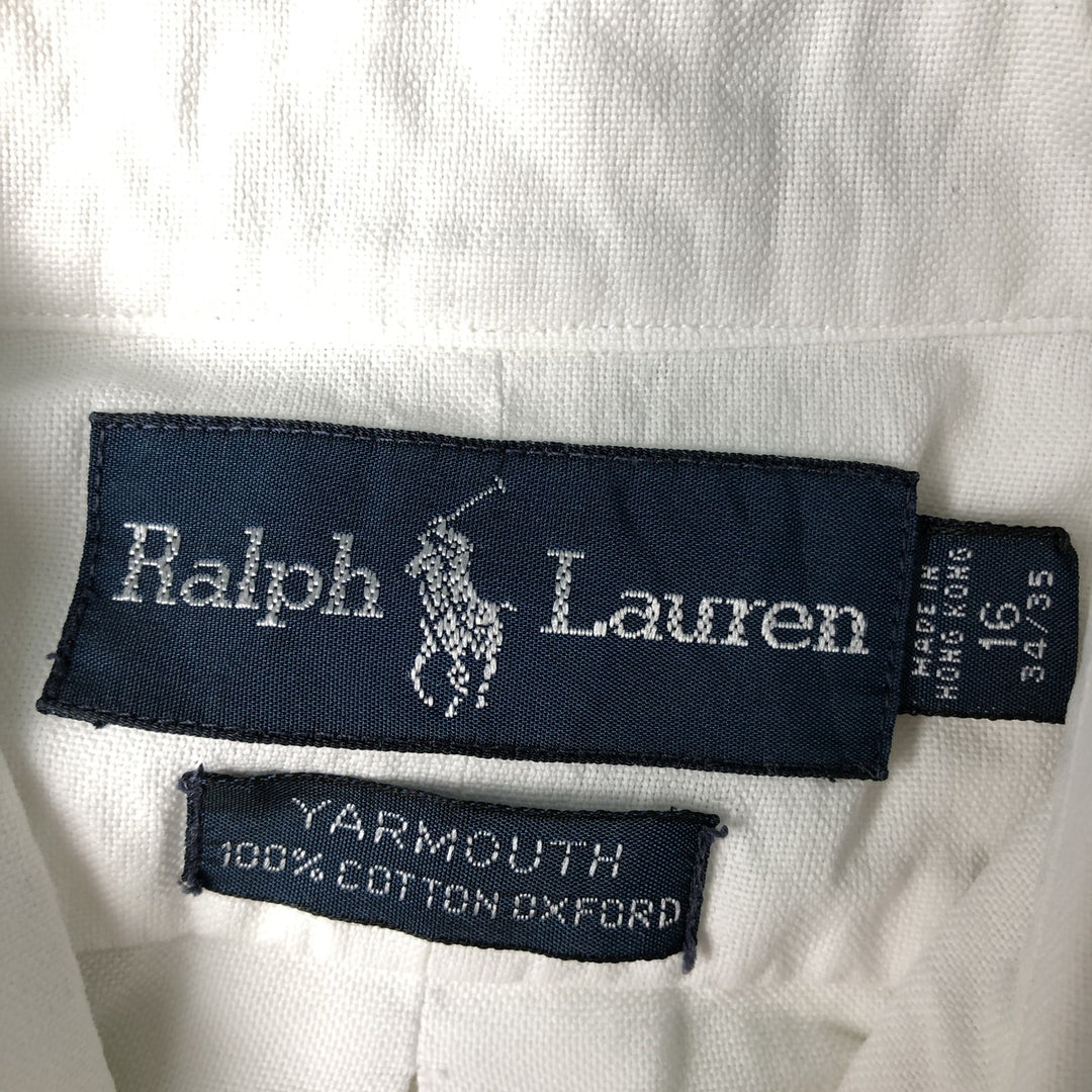 Ralph Lauren YARMOUTH long sleeve button down shirt, men's size L cotton white type Vintage Second Hand