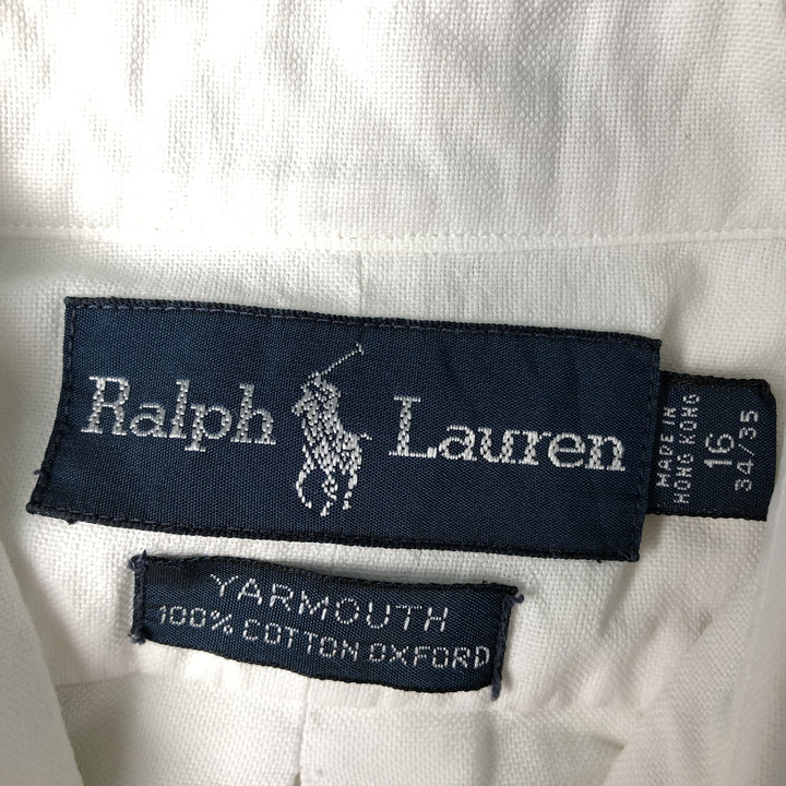 Ralph Lauren YARMOUTH long sleeve button down shirt, men's size L cotton white type Vintage Second Hand