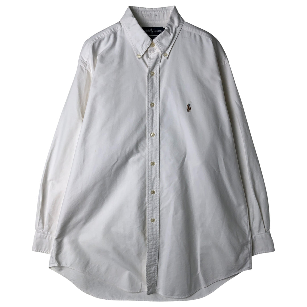 Ralph Lauren YARMOUTH long sleeve button down shirt, men's size L cotton white type Vintage Second Hand